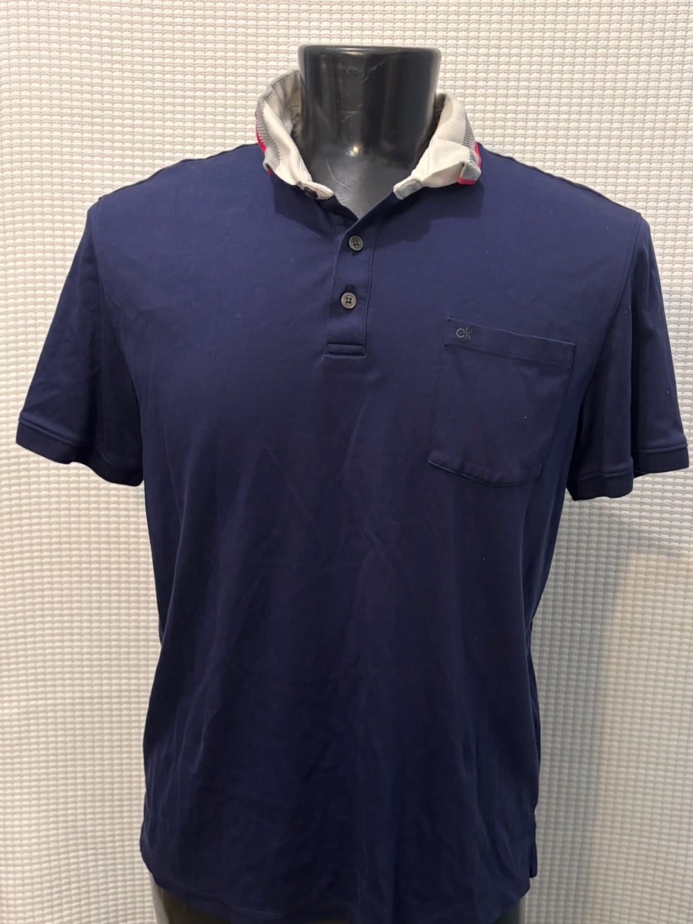 Calvin Klein Liquid Touch Navy Contrast Collar Polo Shirt Men’s XL